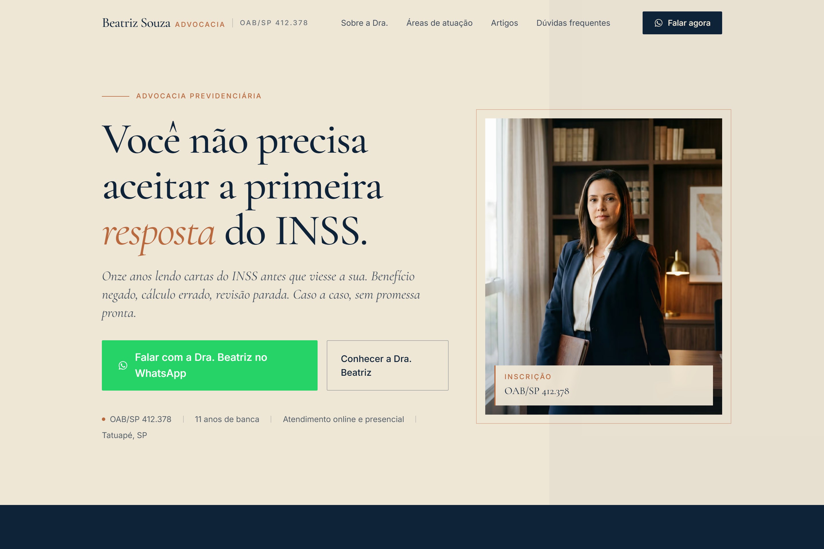 Mockup do site Dra. Beatriz Souza