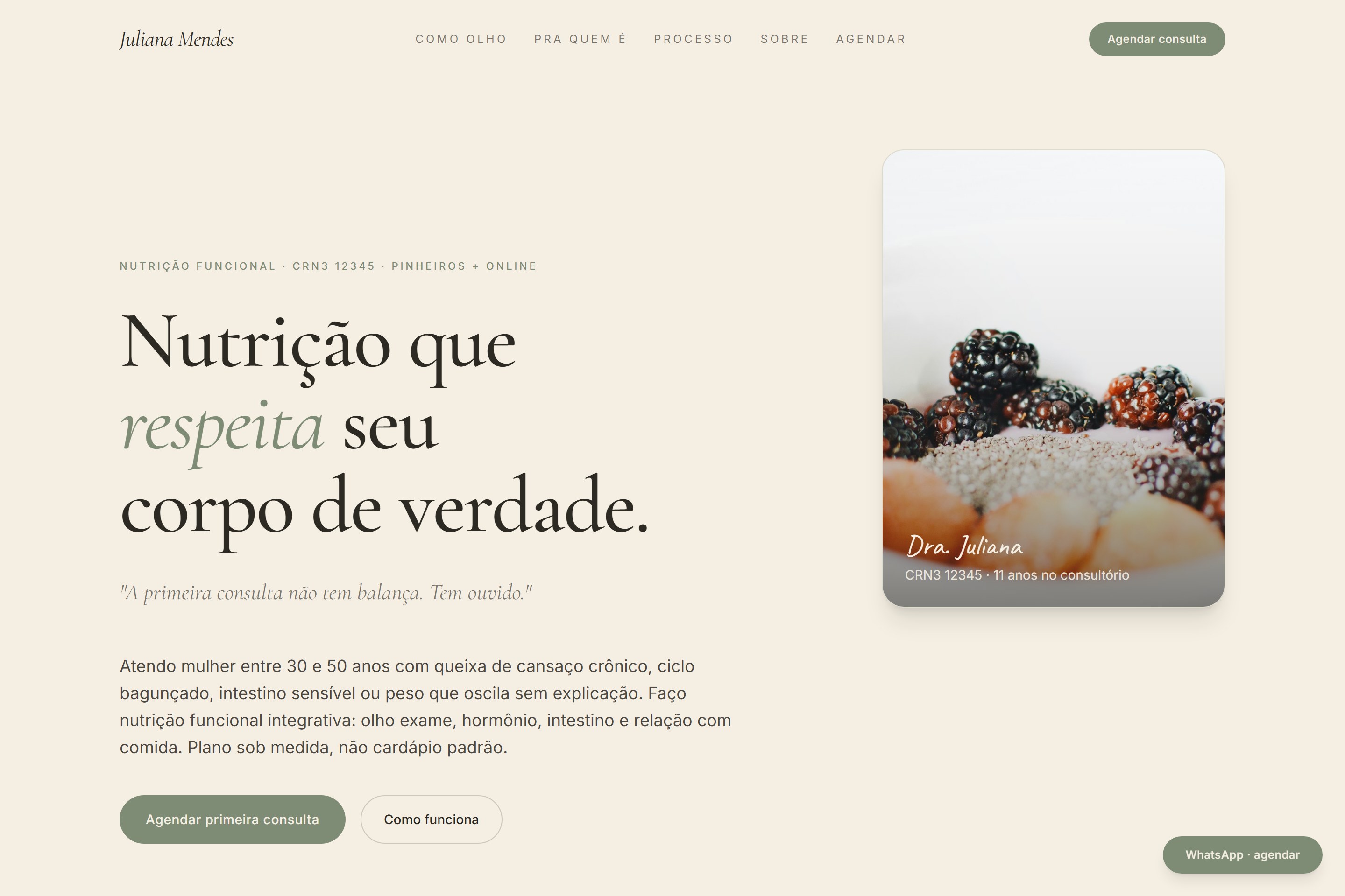 Mockup do site Dra. Juliana Mendes