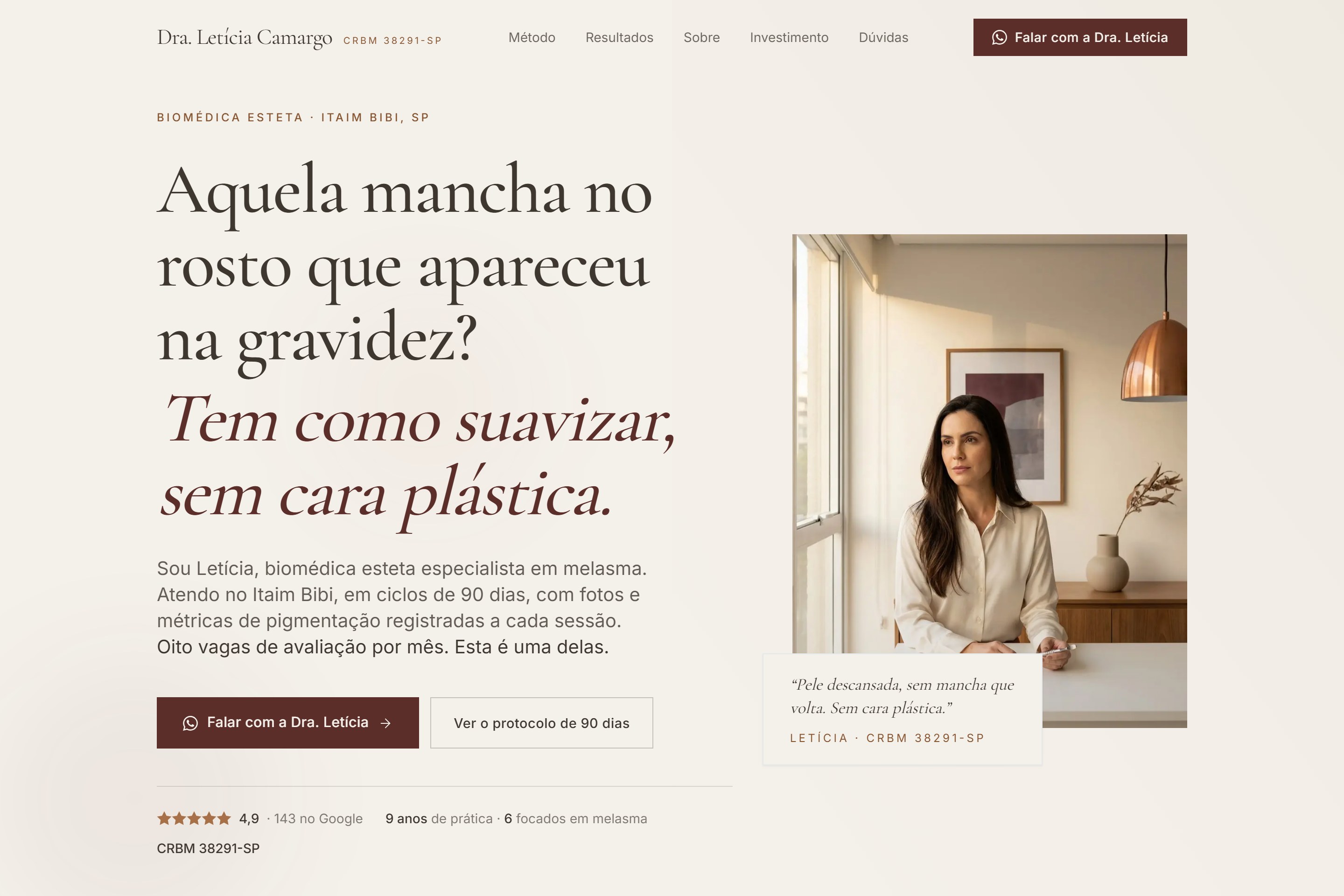 Mockup do site Dra. Letícia Camargo
