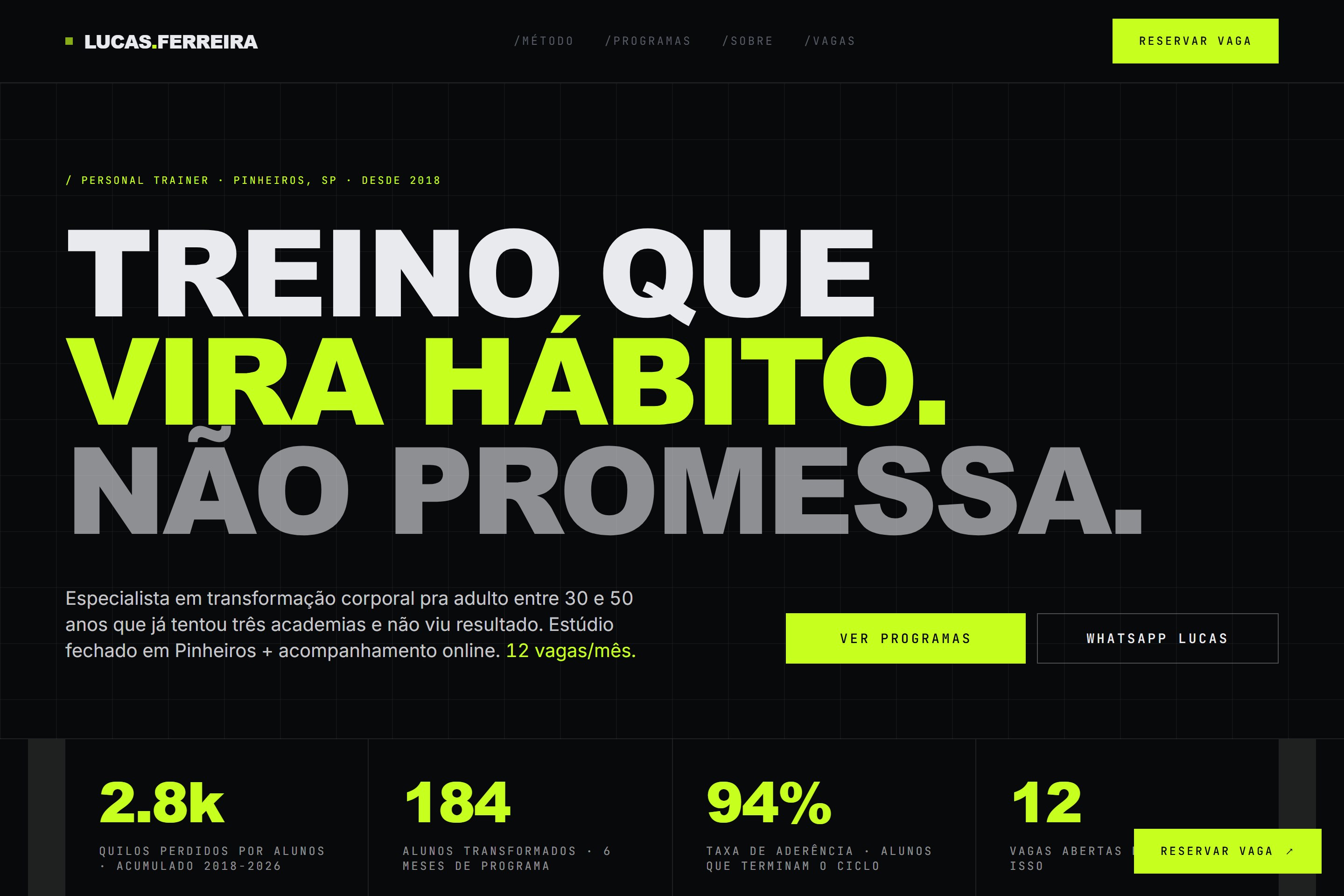 Mockup do site Alive pro nicho Personal trainer
