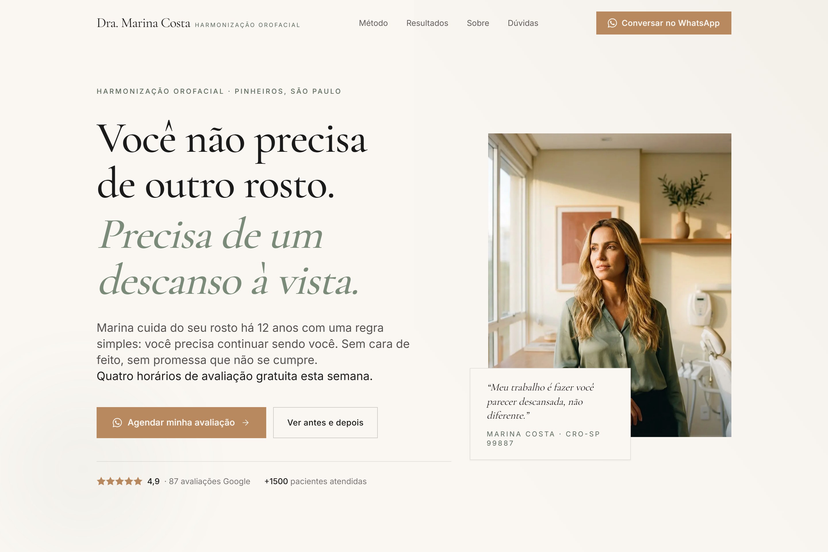 Mockup do site Dra. Marina Costa