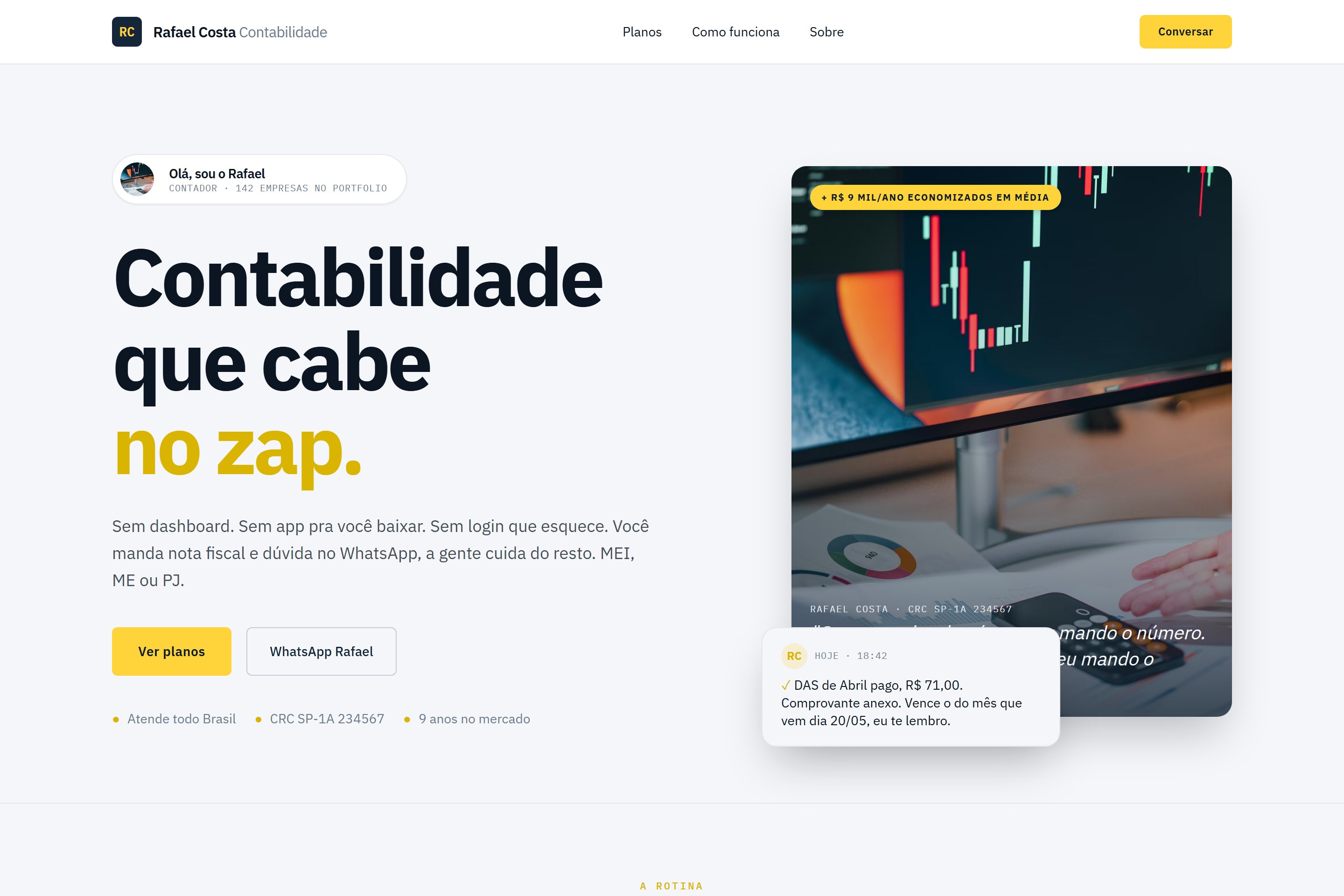 Mockup do site Alive pro nicho Contador moderno