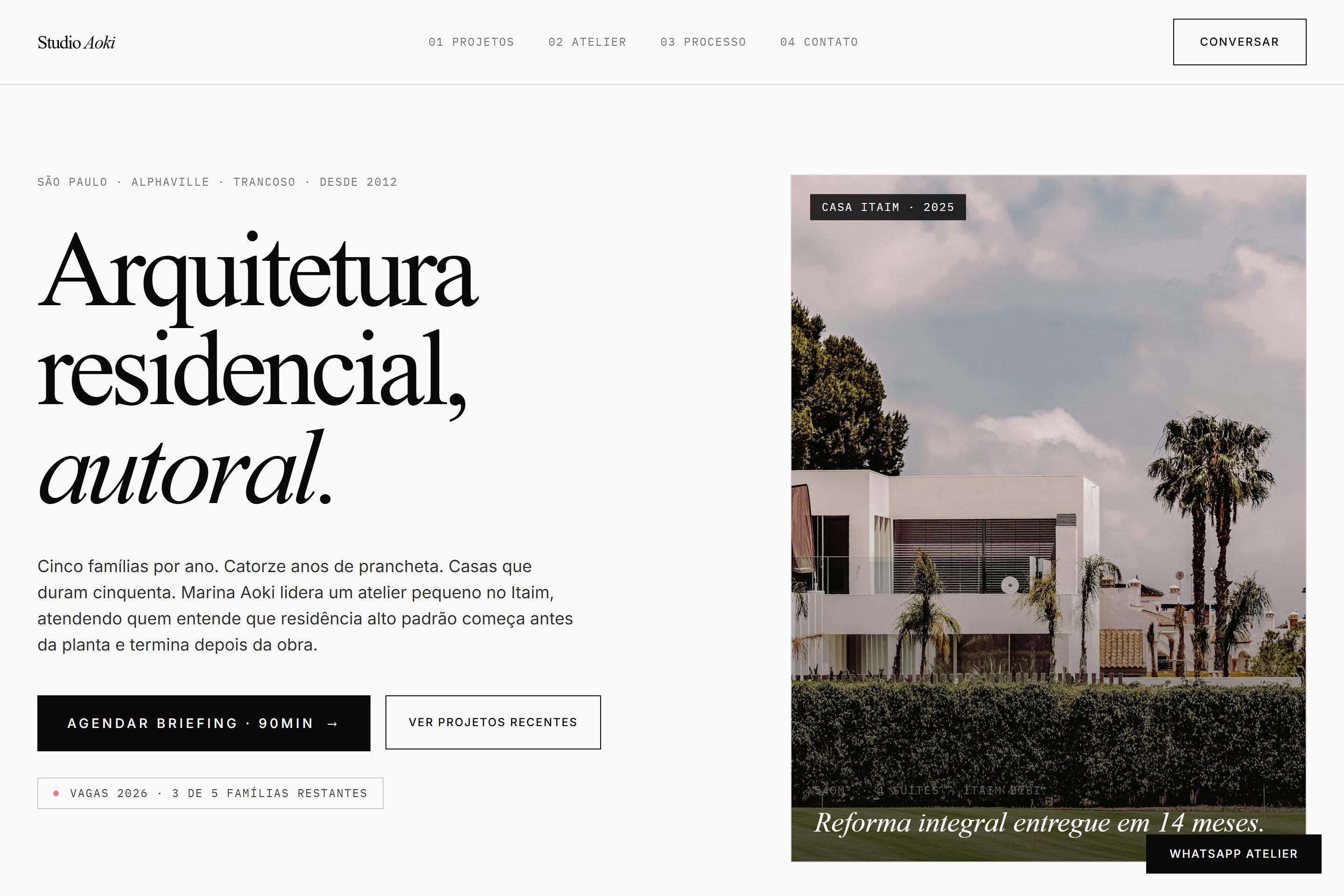 Mockup do site Alive pro nicho Arquiteta alto padrão